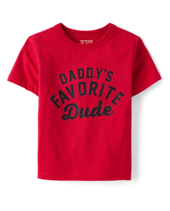Baby And Toddler Boys Daddy's Favorite Dude Graphic Tee - red