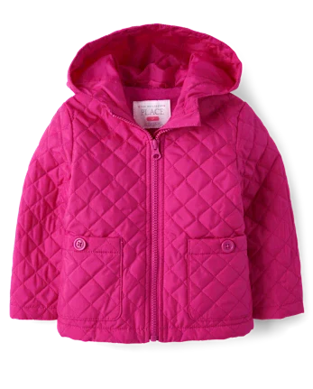 Toddler Girls Quilted Barn Jacket - pink