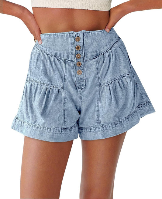 Women's Summer Button Up High Waisted Denim Shorts (Buy 2 Free Shipping)