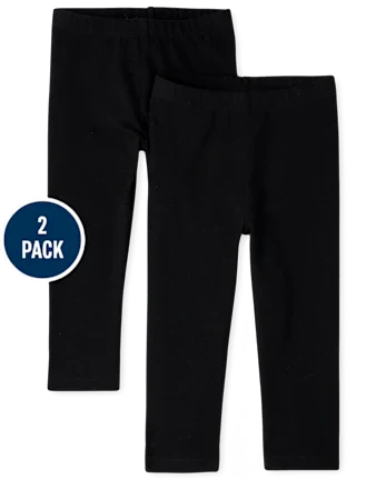 Baby And Toddler Girls Leggings 2-Pack - black