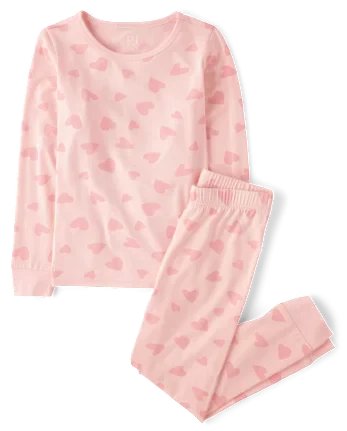 Girls Heart Pajamas - Super Soft - pink