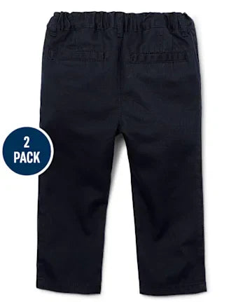 Baby And Toddler Boys Uniform Stretch Skinny Chino Pants 2-Pack - blue