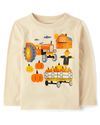 Baby And Toddler Boys Farm Graphic Tee - cream