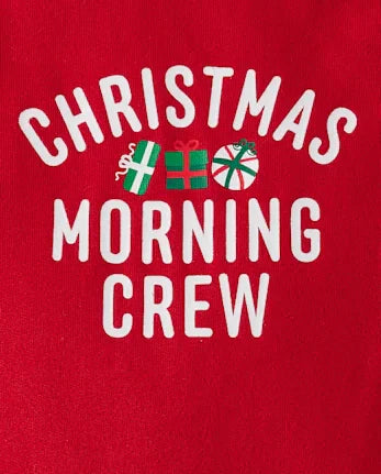Baby Christmas Matching Family  Morning Crew Graphic Bodysuit - red