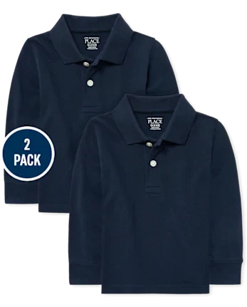 Baby And Toddler Uniform Soft Pique Polo 2-Pack - blue