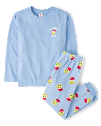Boys Christmas Vibes Pajamas - blue