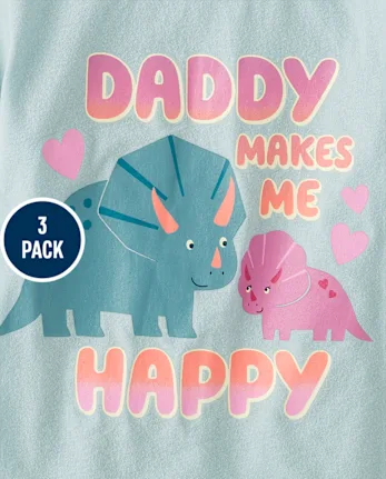 Baby And Toddler Girls Dino Graphic Tee 3-Pack - multi