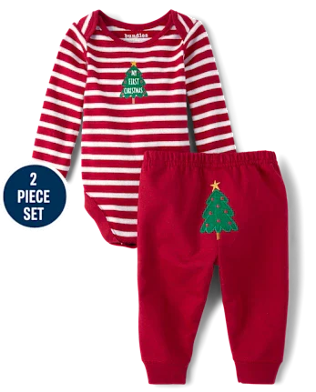 Baby First Christmas 2-Piece Playwear Set - red