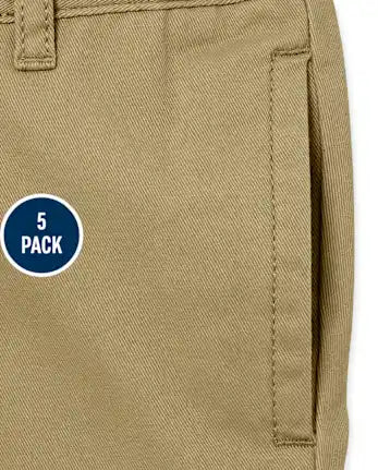Baby And Toddler Boys Uniform Stretch Straight Chino Pants 5-Pack - tan