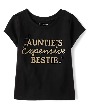 Baby And Toddler Girls Auntie's Expensive Bestie Graphic Tee - black