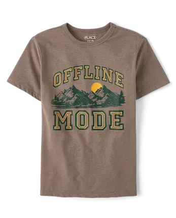 Boys Offline Mode Graphic Tee - brown