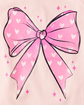 Baby And Toddler Girls Bow Graphic Tee - pink