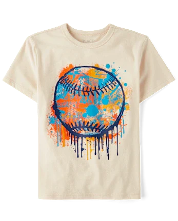 Boys Baseball Graphic Tee - cream
