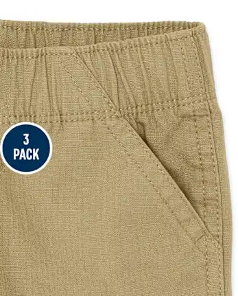 Baby And Toddler Boys Ripstop Pull On Cargo Shorts 3-Pack - tan