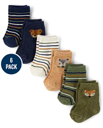 Baby Boys Animal Midi Socks 6-Pack - multi