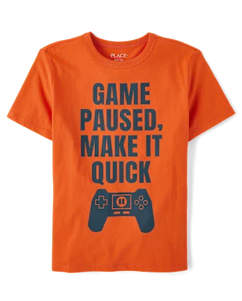 Boys Game Paused Graphic Tee - orange