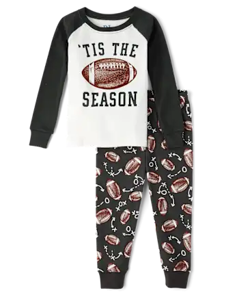 Baby And Toddler Boys Matching Family Football Snug Fit Cotton Pajamas - gray