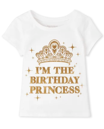 Baby And Toddler Girls Mommy And Me Foil Birthday Princess Graphic Tee - white