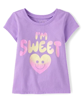 Toddler Girls Sweet Heart Graphic Tee - purple