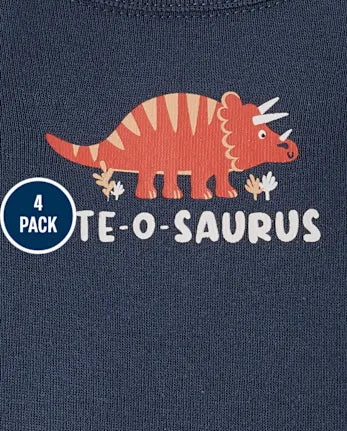 Baby Boys Dino Bodysuit 4-Pack - gray