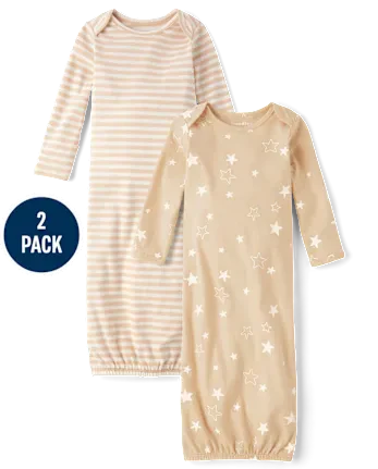 Baby Star Sleeper Gown 2-Pack - tan