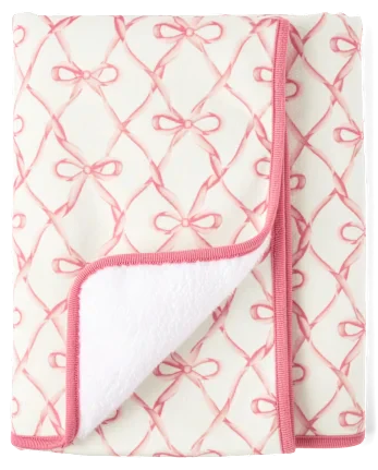 Baby Girls Bow Cozy Blanket - white