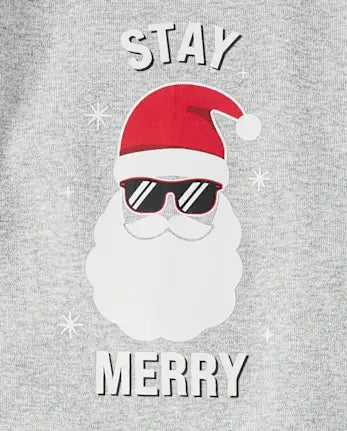 Baby And Toddler Matching Family Glow Stay Merry Snug Fit Cotton Pajamas - gray