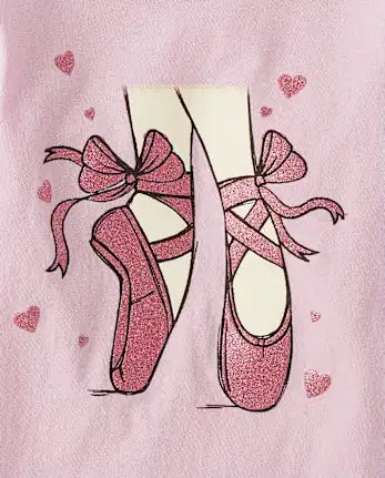 Baby And Toddler Girls Ballerina Pointe Shoes Graphic Tee - purple