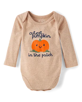 Baby Cutest Pumpkin Patch Graphic Bodysuit - tan