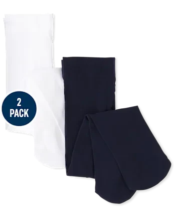 Baby And Toddler Girls Microfiber Tights 2-Pack - blue