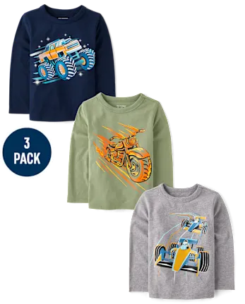 Baby And Toddler Boys Vehicles Graphic Tee 3-Pack - multi
