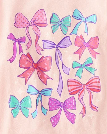Girls Bows Graphic Tee - pink
