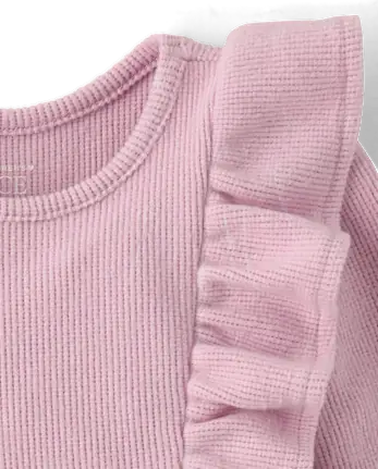 Baby And Toddler Girls Plush Winter Waffle Thermal Babydoll Dress - purple