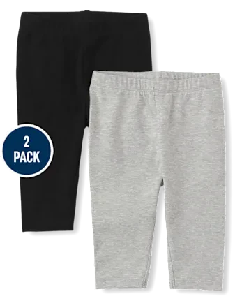 Baby And Toddler Girls Capri Leggings 2-Pack - gray