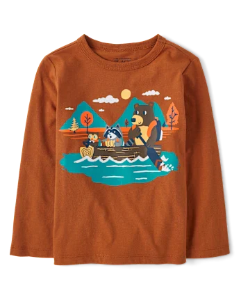 Baby And Toddler Boys Animal Boat Graphic Tee - brown