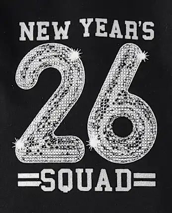 Baby New Years Squad 26 Graphic Bodysuit - black