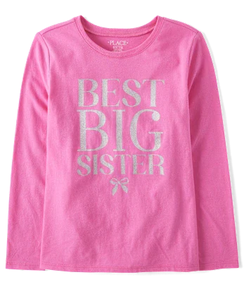 Girls Best Big Sister Graphic Tee - pink