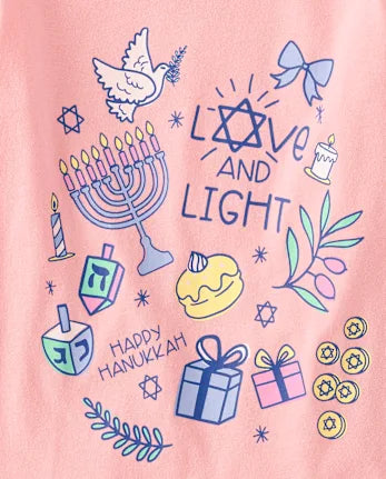 Baby And Toddler Girls Hanukkah Doodles Graphic Tee - pink