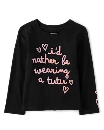 Baby And Toddler Girls Tutu Graphic Tee - black