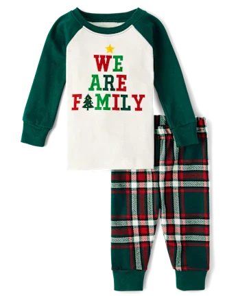 Baby And Toddler Matching Family We Are Family Snug Fit Cotton Pajamas - green