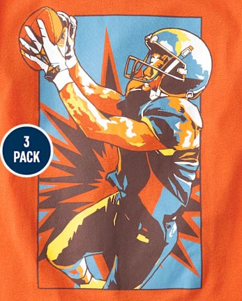 Boys Football Graphic Tee 3-Pack - multi