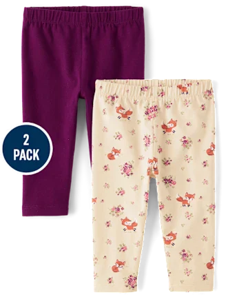 Baby Girls Fox Leggings 2-Pack - purple