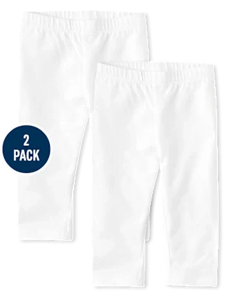 Baby And Toddler Girls Capri Leggings 2-Pack - white