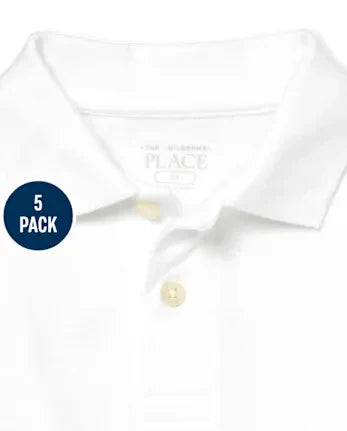Baby And Toddler Uniform Soft Pique Polo 5-Pack - white
