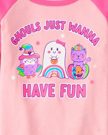 Baby And Toddler Girls Glow Ghouls Wanna Have Fun Snug Fit Cotton Pajamas - pink