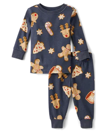 Baby And Toddler Matching Family Gingerbread Snug Fit Cotton Pajamas - gray