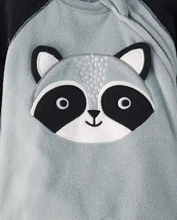 Baby And Toddler Raccoon Microfleece Footed One Piece Pajamas - gray
