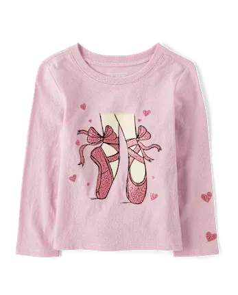 Baby And Toddler Girls Ballerina Pointe Shoes Graphic Tee - purple
