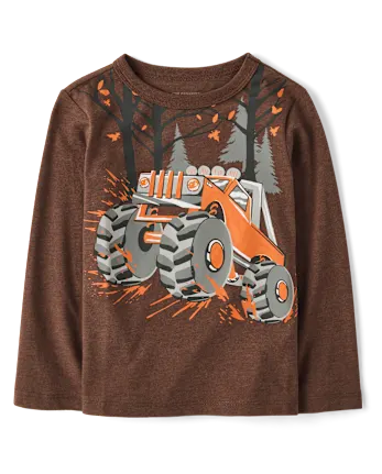 Baby And Toddler Boys Truck Forest Graphic Tee - brown