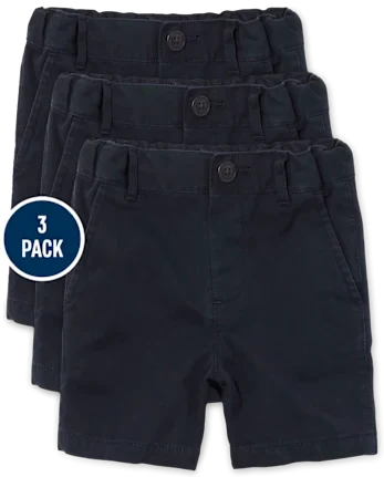 Baby And Toddler Boys Uniform Stretch Chino Shorts 3-Pack - blue